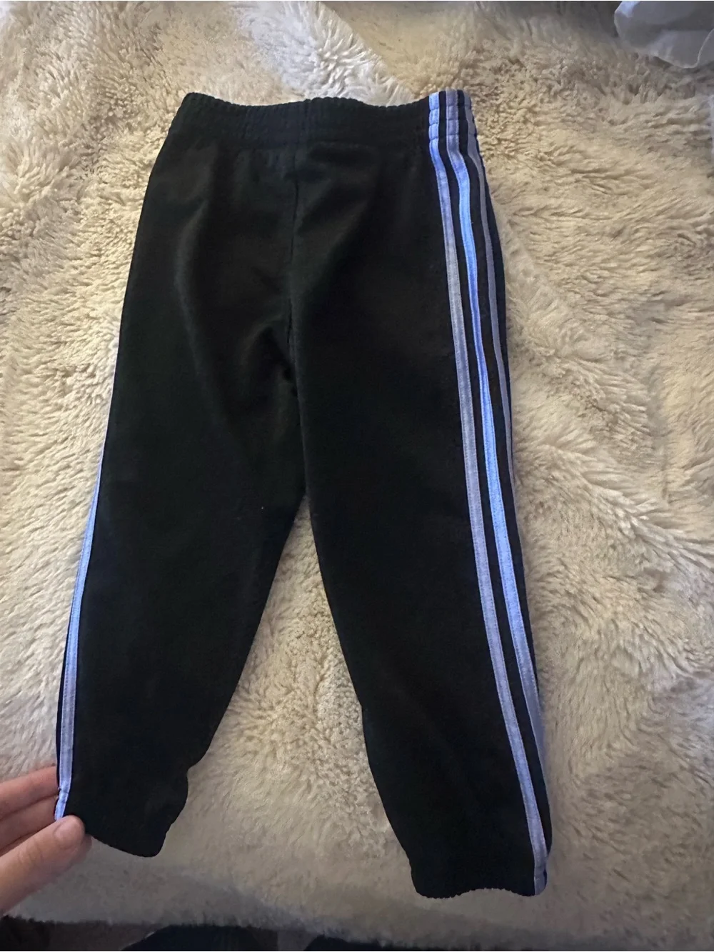 adidas Kids Black Joggers with White Side Stripes
